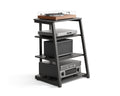 4 Tier Media Stand - Black - Adjustable Corner Shelf for Turntable, Console, AV Receiver and Speakers