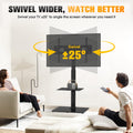 Swivel TV Floor Stand with Laptop Shelf - Black - Fits 32 to 65 Inch up to 40kg, 12 Height Settings, 8mm Glass Base