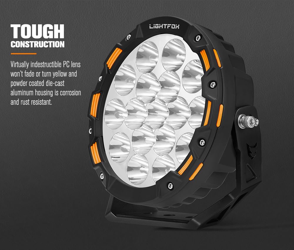 LED Driving Lights 7 Inch 2 Pack - Cool White - 13,226 Lumens Spot Beam, Adjustable Angle, DT Connectors, IP68