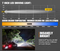 LED Driving Lights 7 Inch 2 Pack - Black with 3 Colour Rings - 15,366 Lumens, Built In DRL, IP68, Powder Coated Aluminiu