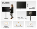 Small Rolling TV Stand for 24-48 Inch TVs - Black - Minimalist Portable Cart, Hidden Wheels, Max VESA 200x200