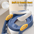 2-in-1 Potty Training Seat with Step Stool Ladder - Blue - Splash Guard, Soft PU Cushion, Non-Slip