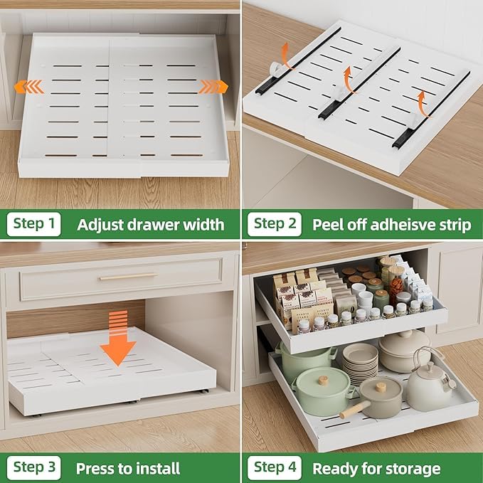 Expandable Pull-Out Cabinet Organiser 12-20" - 2 Pack