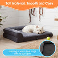 Dog Bed with L Shaped Bolsters - Grey, Medium 71 x 58 x 15cm - Velvet, Egg Crate Foam, Non Slip Base