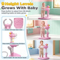 Baby Bath Shower Stand - Pink - 9 Height Levels, Anti-Slip Base, Anti-Pinch Silicone