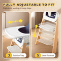 3-in-1 Wooden Baby High Chair - Blue - 5-Point Harness, Food-Grade Tray, 5-Level Footrest