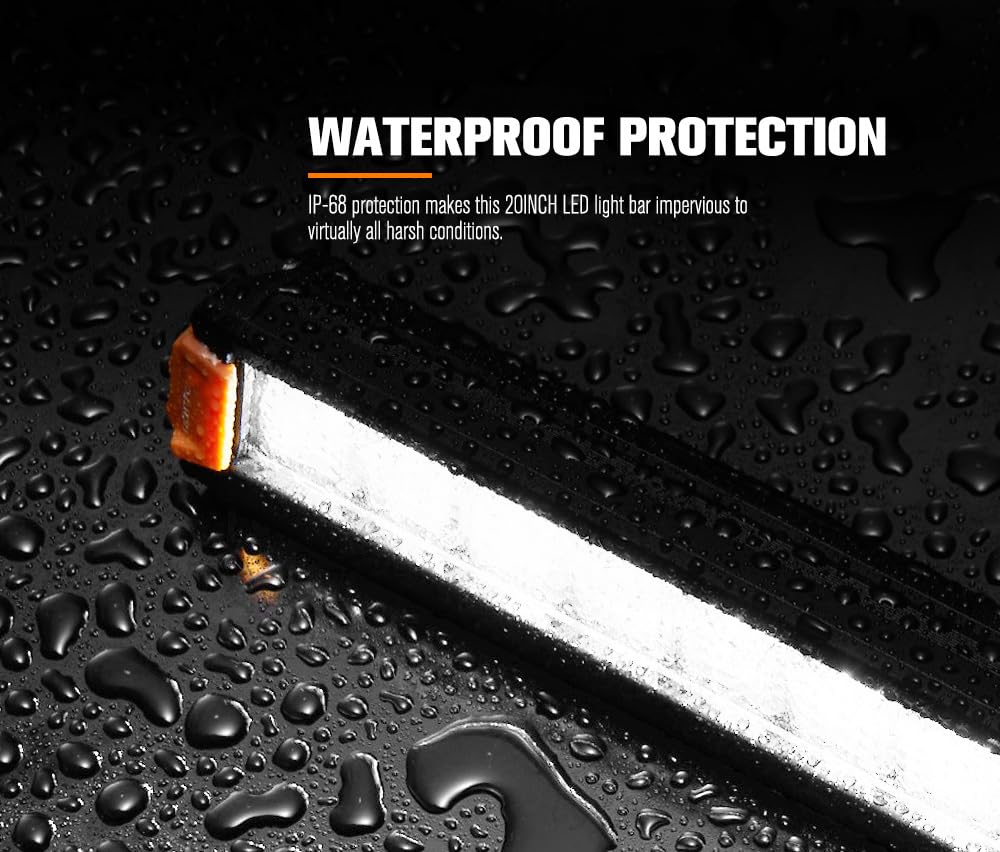 LED Light Bar 20 Inch Single Row - 100W 7551 Lumens - Spot Flood Combo, IP68, Die Cast Aluminium, Oslon LEDs