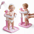 Baby Bath Shower Stand - Pink - 9 Height Levels, Anti-Slip Base, Anti-Pinch Silicone