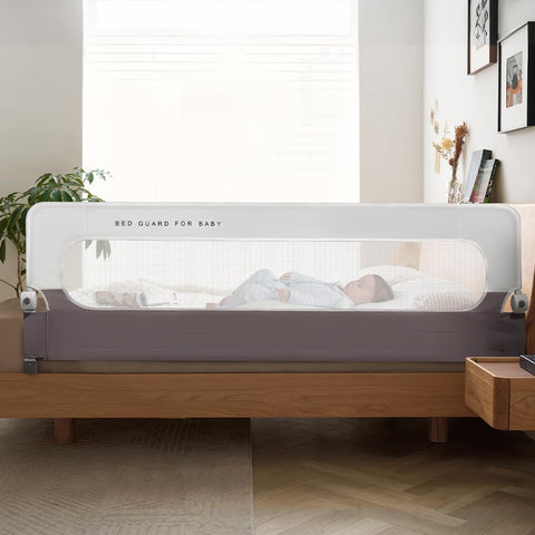 Folding Bed Rail for Toddlers - 180 x 60cm - Height Adjustable, Anchor Straps, AS/NZS Certified