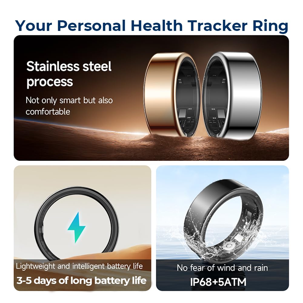 Smart Health Ring - Waterproof Tracker, No Subscription