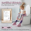 2-in-1 Potty Training Seat with Step Stool Ladder - Pink - Splash Guard, Soft PU Cushion, Non-Slip