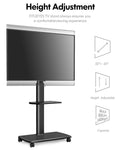 Universal Rolling TV Cart for 32-70 Inch TVs - Black - 2 Shelf Trolley, Height Adjustable, Swivel, Max VESA 600x400