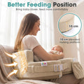 Nursing Pillow with Side Pocket - Beige - Wide Wrap-Around Fit, High-Density Foam, OEKO-TEX Cover