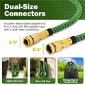 Expandable Garden Hose 50FT - Green - Stretches to 3x Length, 10 Function Nozzle plus Mist Nozzle, 1/2 and 3/4 BSP
