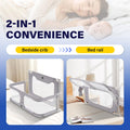 Baby Bedside Crib Co-Sleeper - Grey 120 x 56 x 70cm - Mesh Window, Lift and Fold Side, Adjustable