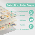 Foldable Baby Play Mat 200 x 180cm - Zoo Animals - 1cm XPE Foam, Reversible, Travel Bag