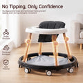 3-in-1 Baby Walker and Activity Table - Black - 4 Height Positions, Folding Frame, 6-18 Months