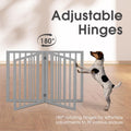 Foldable Dog Gate 6 Panel - Grey, 282 x 61cm - No Drill Freestanding, 180 Degree Hinges, Wooden Panels