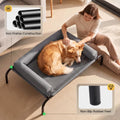Cooling Elevated Dog Bed with Bolster - Grey, Large 107 x 80 x 20cm - Textilene Mesh, Steel Frame, Holds 60kg