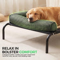 Cooling Elevated Dog Bed with Bolster - Black, Large 107 x 80 x 20cm - Textilene Mesh, Steel Frame, Holds 60kg
