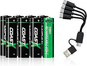 COAST ZITHION-X AA/AAA USB-C Rechargeable Lithium Batteries 8 Pack