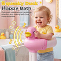 Baby Bath Shower Stand - Pink - 9 Height Levels, Anti-Slip Base, Anti-Pinch Silicone