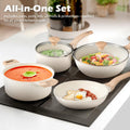 Classic Cookware Set 13 Piece - White - Nonstick Granite Coating, Fixed Stay Cool Handles, PFOA and PFOS Free
