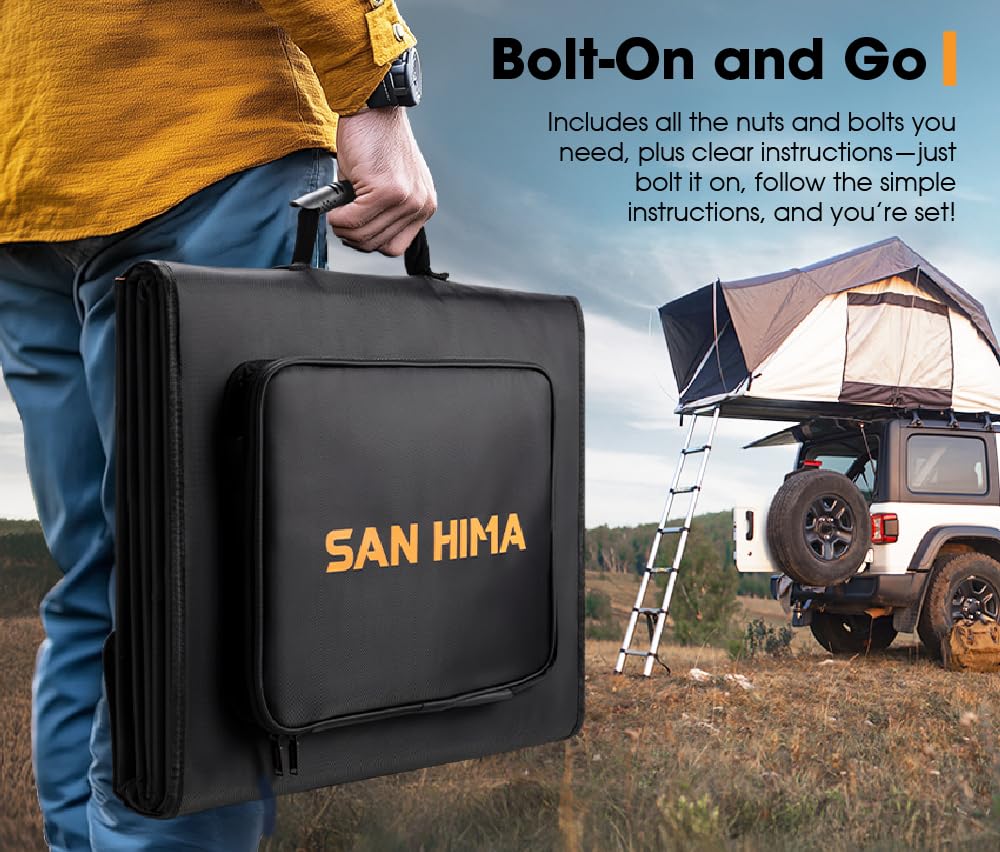 Portable Solar Blanket 360W - Black and Orange - HPBC Cells, MPPT Controller, ETFE Coated, Folds to 48 x 43cm