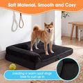 Dog Bed with L Shaped Bolsters - Black, Large 90 x 64 x 15cm - Velvet, Washable Cover, Non Slip Base