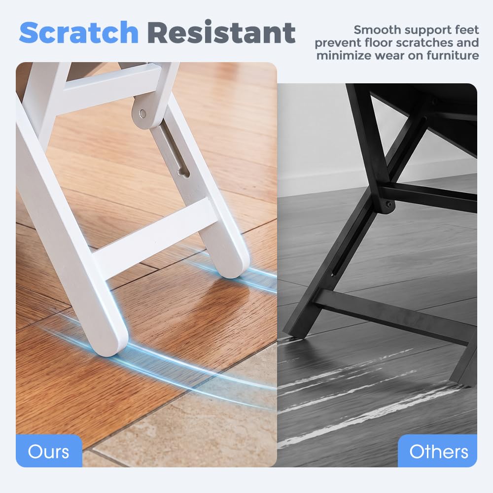 Adjustable Dog Ramp for Bed - White, 90cm Long - Three Heights 33, 39 and 45cm, Holds 60kg, Non Slip Carpet