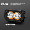 LED Pod Lights 3 Inch 2 Pack - Rectangle - 4052 Lumens, Spot and Flood Lens Covers, IP68, Die Cast Aluminium, 5000K