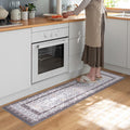 Kitchen Rug and Mat Set 2 Piece - Brown - 45 x 151cm and 45 x 74cm, Textured Anti Slip PVC, Wipe Clean