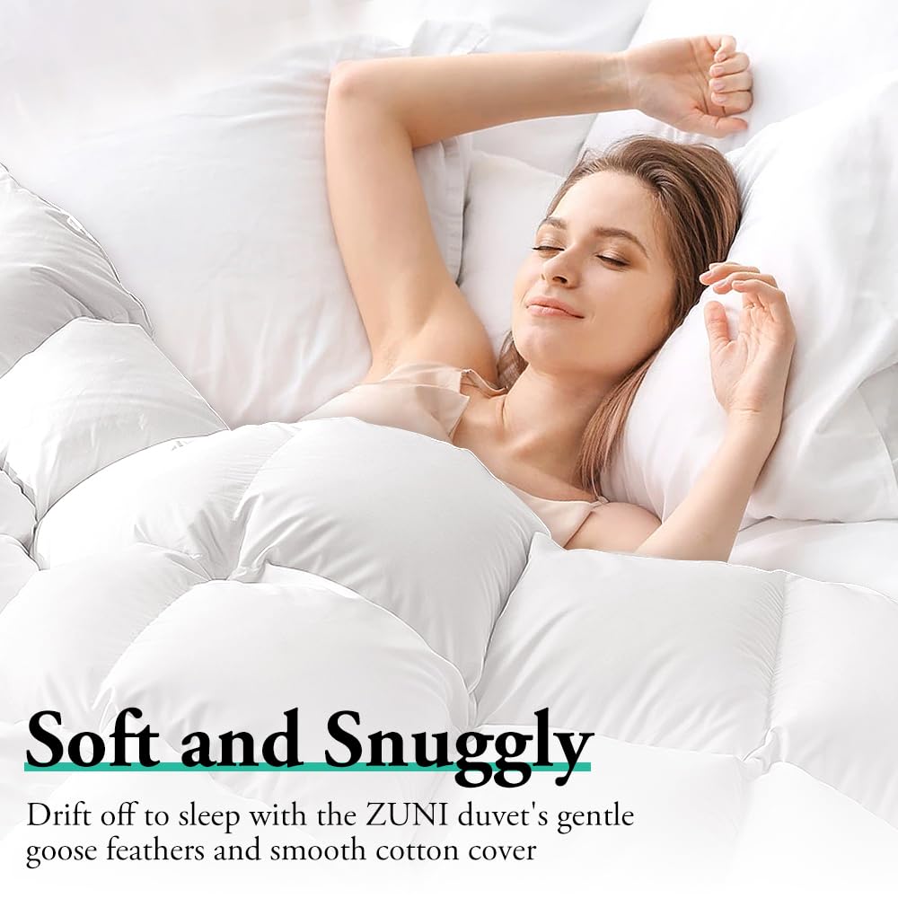 Goose Feather and Down Quilt 700GSM - Single - All Seasons Comforter, 10% Down 90% Feather, 100% Cotton Cover