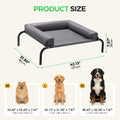 Cooling Elevated Dog Bed with Bolster - Grey, Large 107 x 80 x 20cm - Textilene Mesh, Steel Frame, Holds 60kg