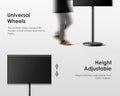 Small Rolling TV Stand for 24-48 Inch TVs - Black - Minimalist Portable Cart, Hidden Wheels, Max VESA 200x200