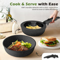 Detachable Handle Cookware Set 20 Piece - Black - Nonstick Granite Coating, PFOA and PFOS Free, Induction Ready