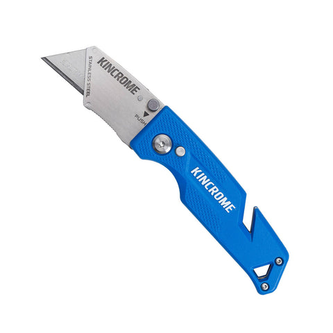 Kincrome Magnetic Folding Utility Knife - Aluminium Housing, 20mm Blade, Lockable