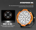 LED Driving Lights 7 Inch 2 Pack - Black with 3 Colour Rings - 15,366 Lumens, Built In DRL, IP68, Powder Coated Aluminiu