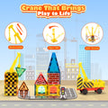 Magnetic Tiles Road Set 40 Piece - Extendable Crane - STEM Building Blocks, Storage Bag, Age 3+