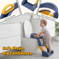 2-in-1 Potty Training Seat with Step Stool Ladder - Blue - Splash Guard, Soft PU Cushion, Non-Slip