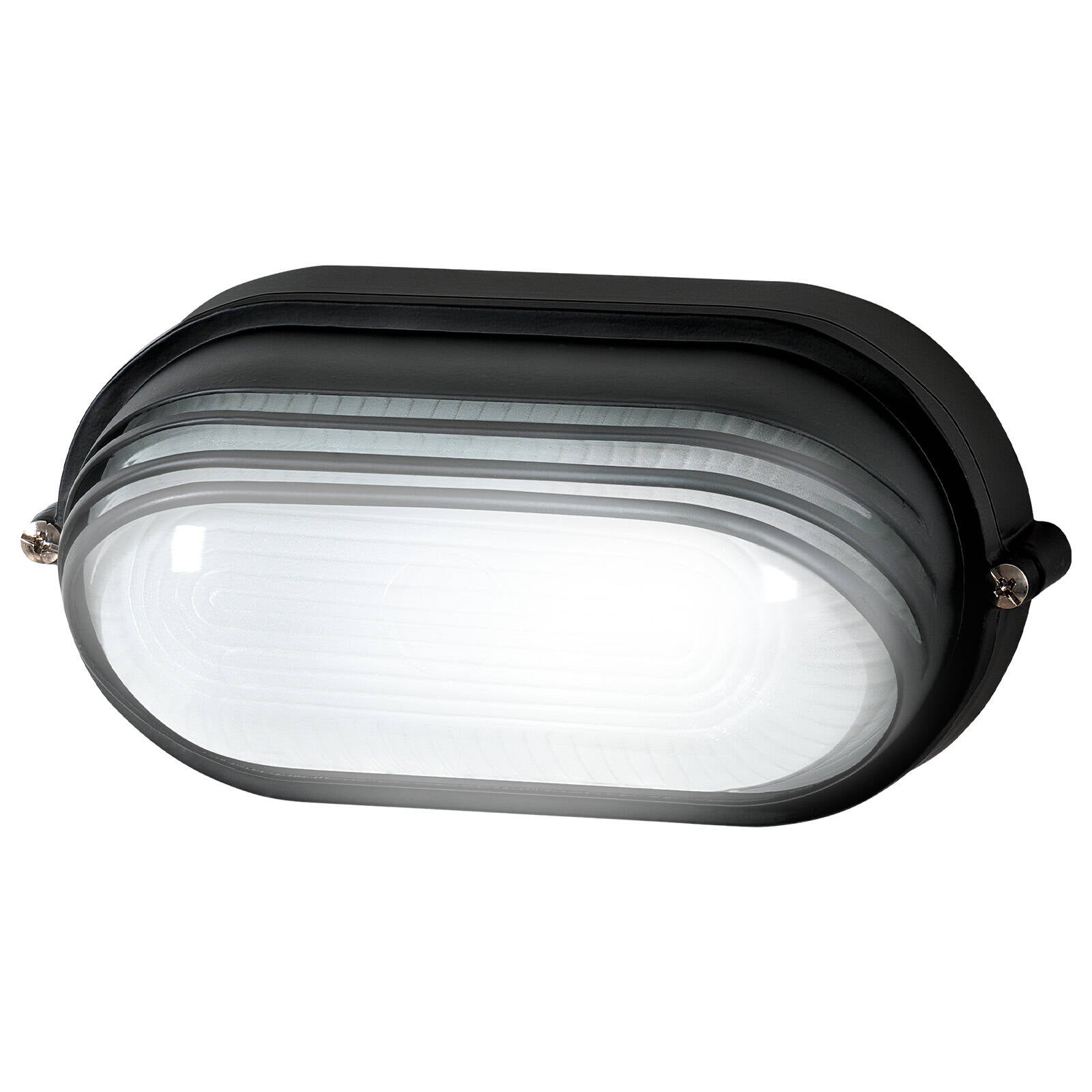 Arlec Large Black Oval Louvered Bunker Light 280mm Metal E27 Weather Resistant Outdoor