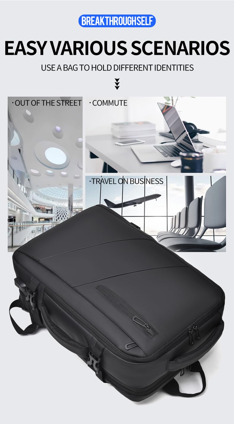 Travel Laptop Backpack 16" with USB Charging Port - Black