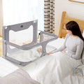 Baby Bedside Crib Co-Sleeper - Grey 120 x 56 x 70cm - Mesh Window, Lift and Fold Side, Adjustable