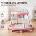 3-in-1 Baby Walker and Activity Table - Pink - 4 Height Positions, Folding Frame, 6-18 Months