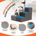 3 Step Dog Stairs 35cm High - Grey - High Density Foam with Support Boards, Non Slip Corduroy Cover