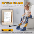 2-in-1 Potty Training Seat with Step Stool Ladder - Blue - Splash Guard, Soft PU Cushion, Non-Slip