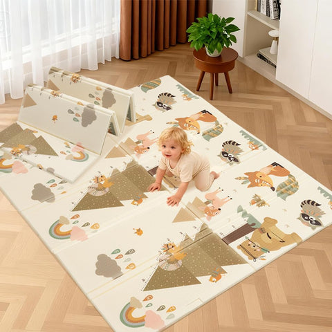 Foldable Baby Play Mat 200 x 180cm - Forest - Upgraded 2cm XPE Foam, Waterproof, Reversible