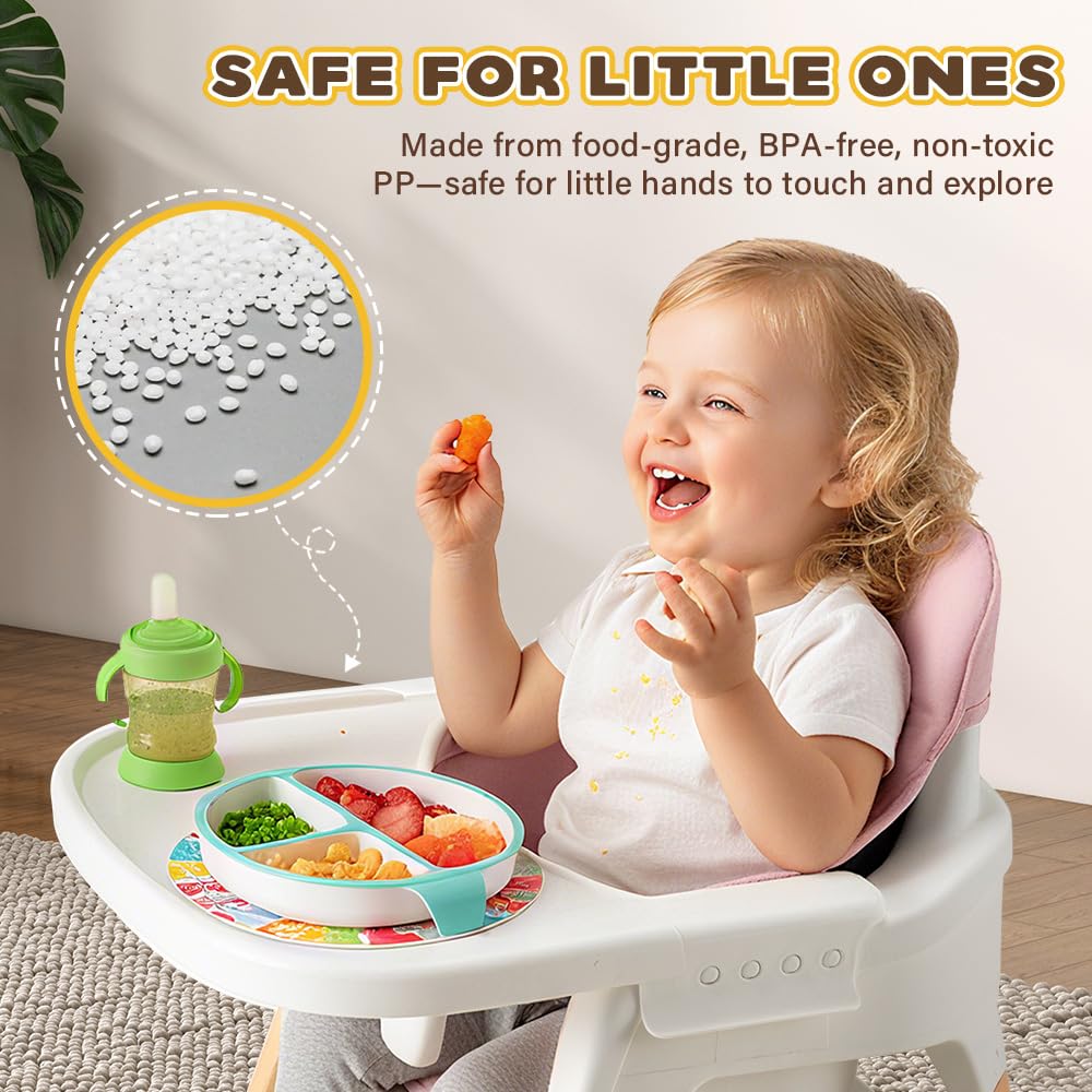 3-in-1 Wooden Baby High Chair - Pink - 5-Point Harness, Food-Grade Tray, 5-Level Footrest