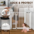 Auto-Close Baby Safety Gate - White 85-94cm - Pressure Fit No Drilling, Triple Lock, Two-Way Swing