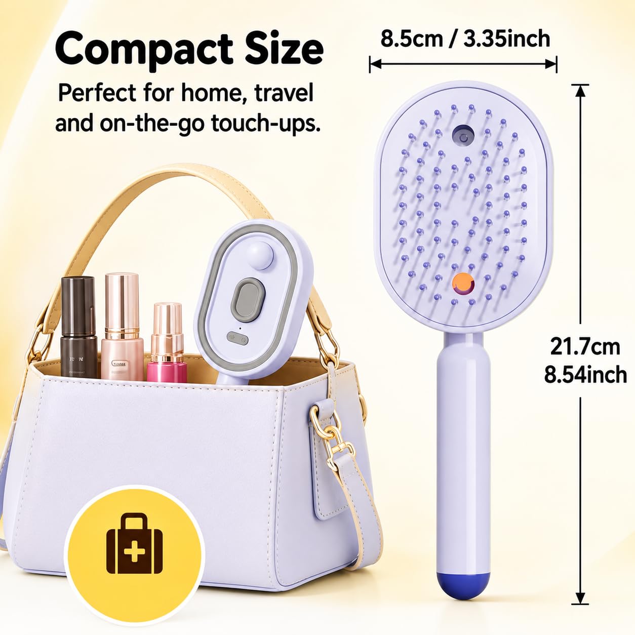 Rechargeable Steam Hair Straightening Brush - Purple